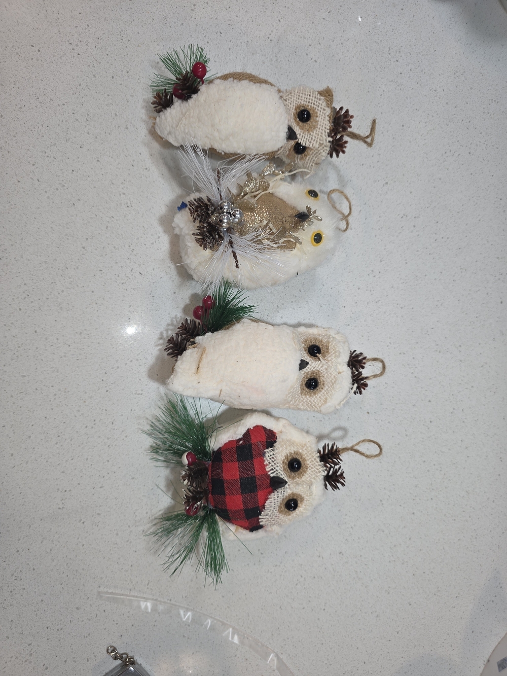 Neutral Owl Ornament Set - Home Accents